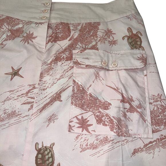 Terre & Mer Cotton A-Line Skirt Sea Turtles Shells Pink Size Euro 44 (US 12) - Picture 5 of 13